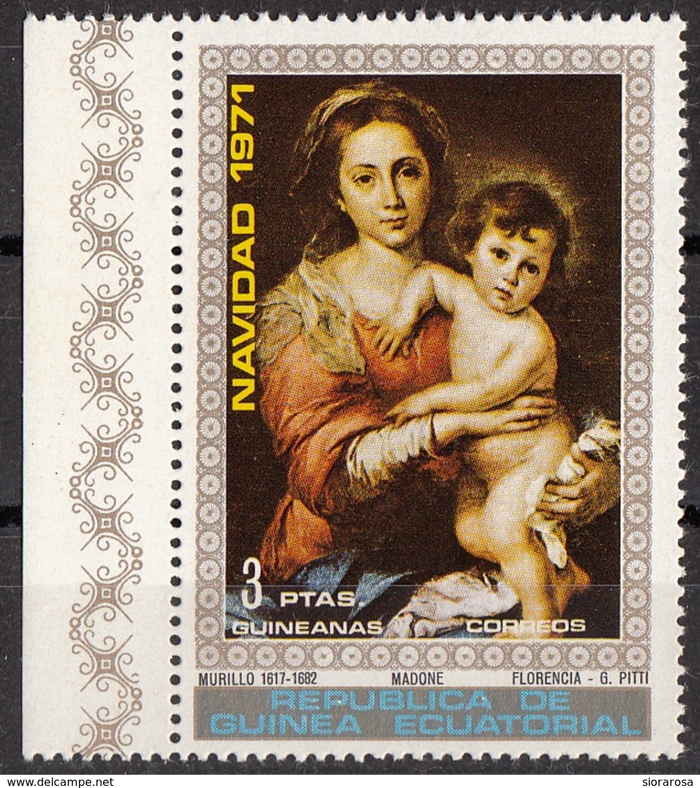 7224 Guinea Equatoriale 1971 Natale Virgin With Child Quadro Dipinto Da Murillo Museo PITTI  Nuovo MNH Painting - Madonnen