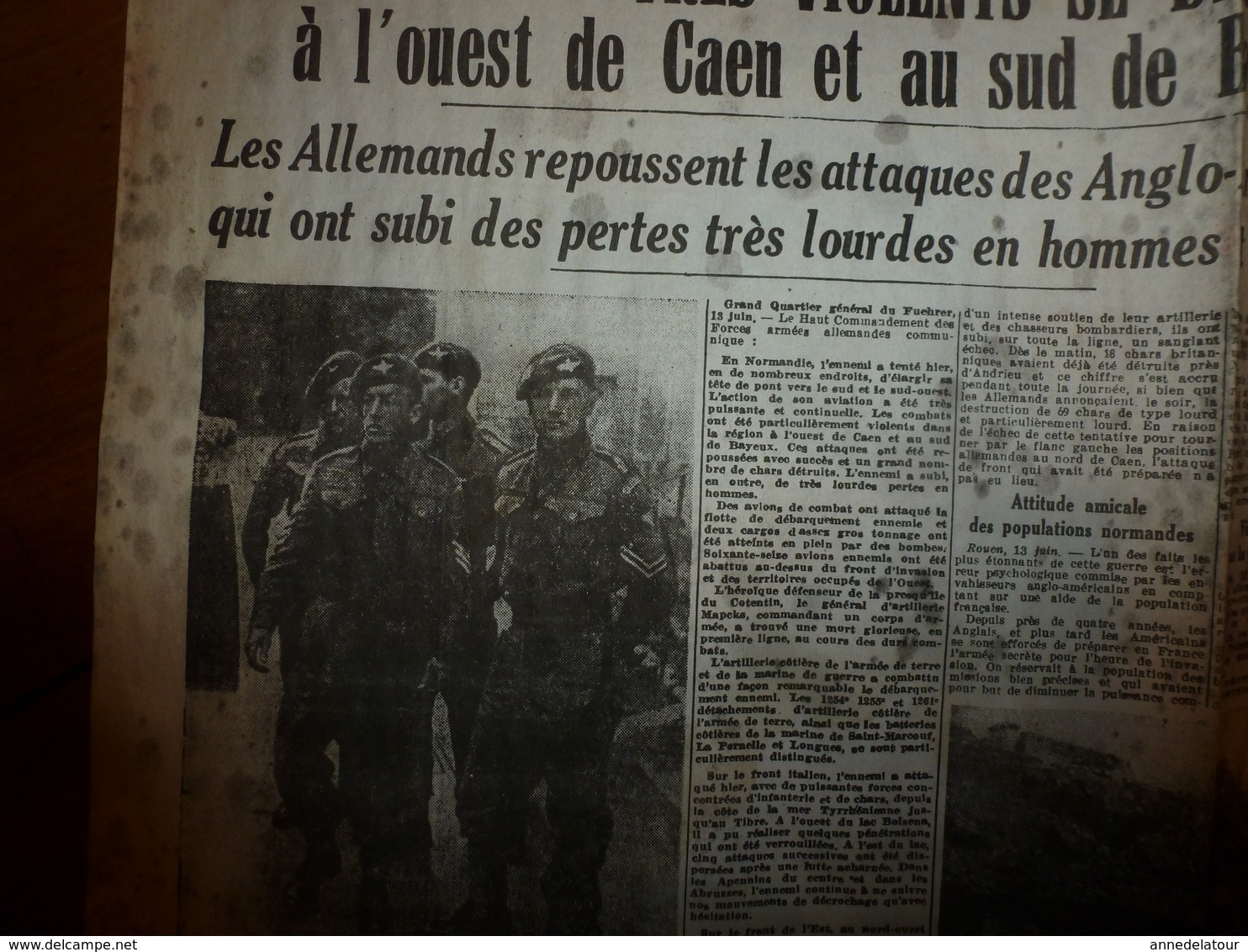 14 Juin 1944 :rare Journal Double "non Coupé" Après Impression----->  2 éditions L' ŒUVRE Et L'ECHO - Autres & Non Classés