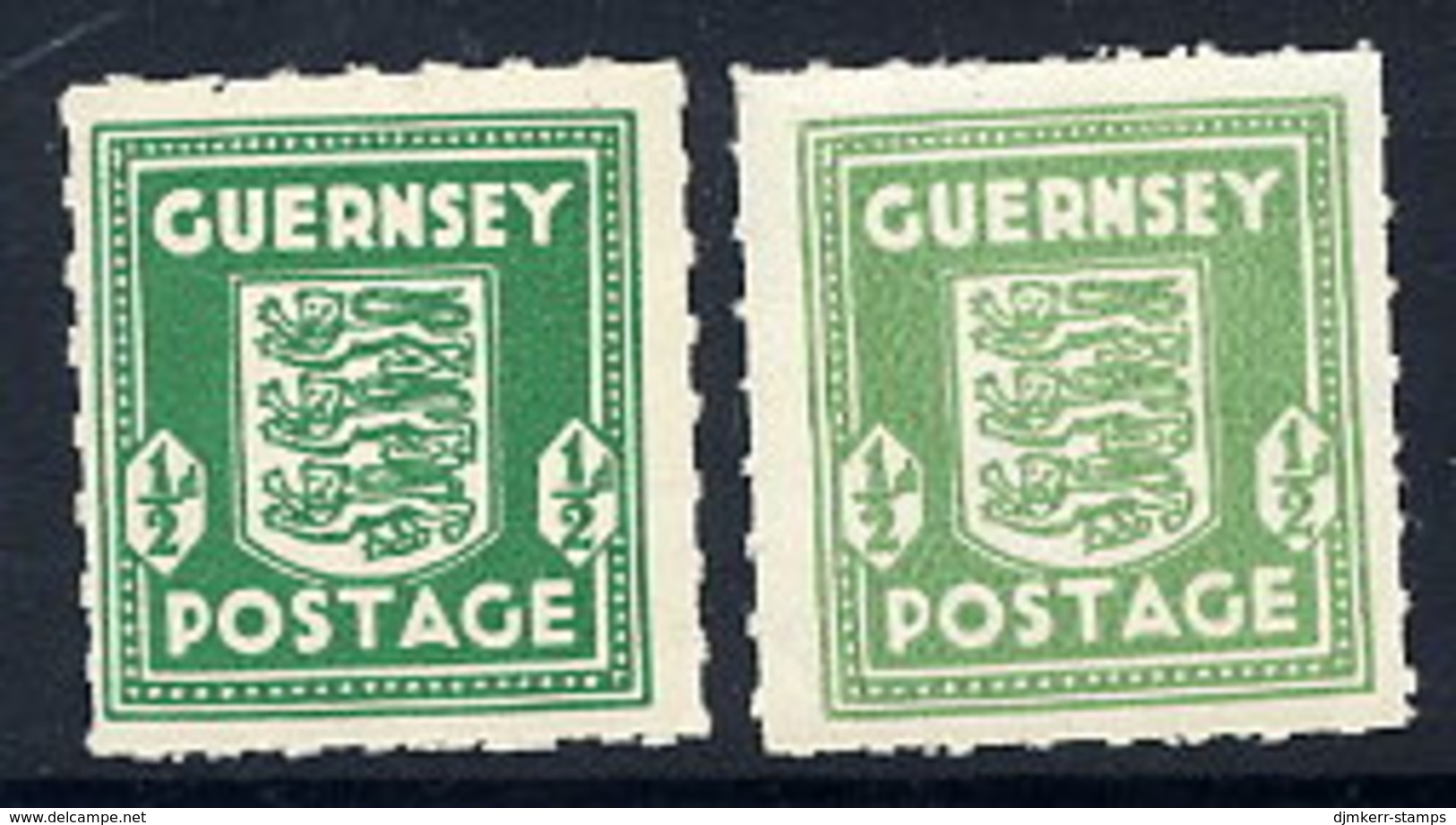 GUERNSEY 1941 Arms ½ D. Definitive Two Shades MNH / **. Michel 1d, 1f - Occupation 1938-45