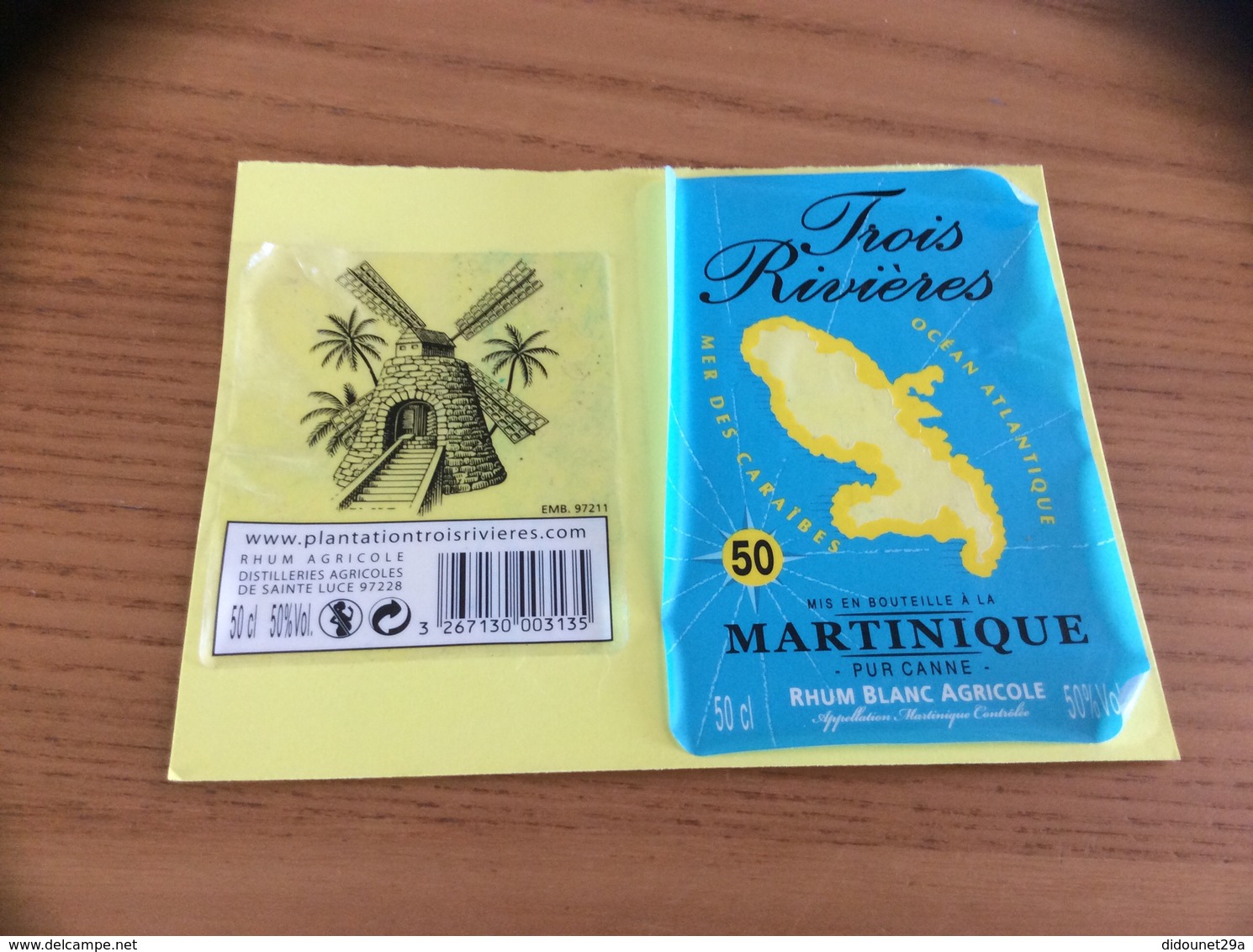 Etiquette « RHUM Trois Rivières - Martinique » (Moulin) - Rhum