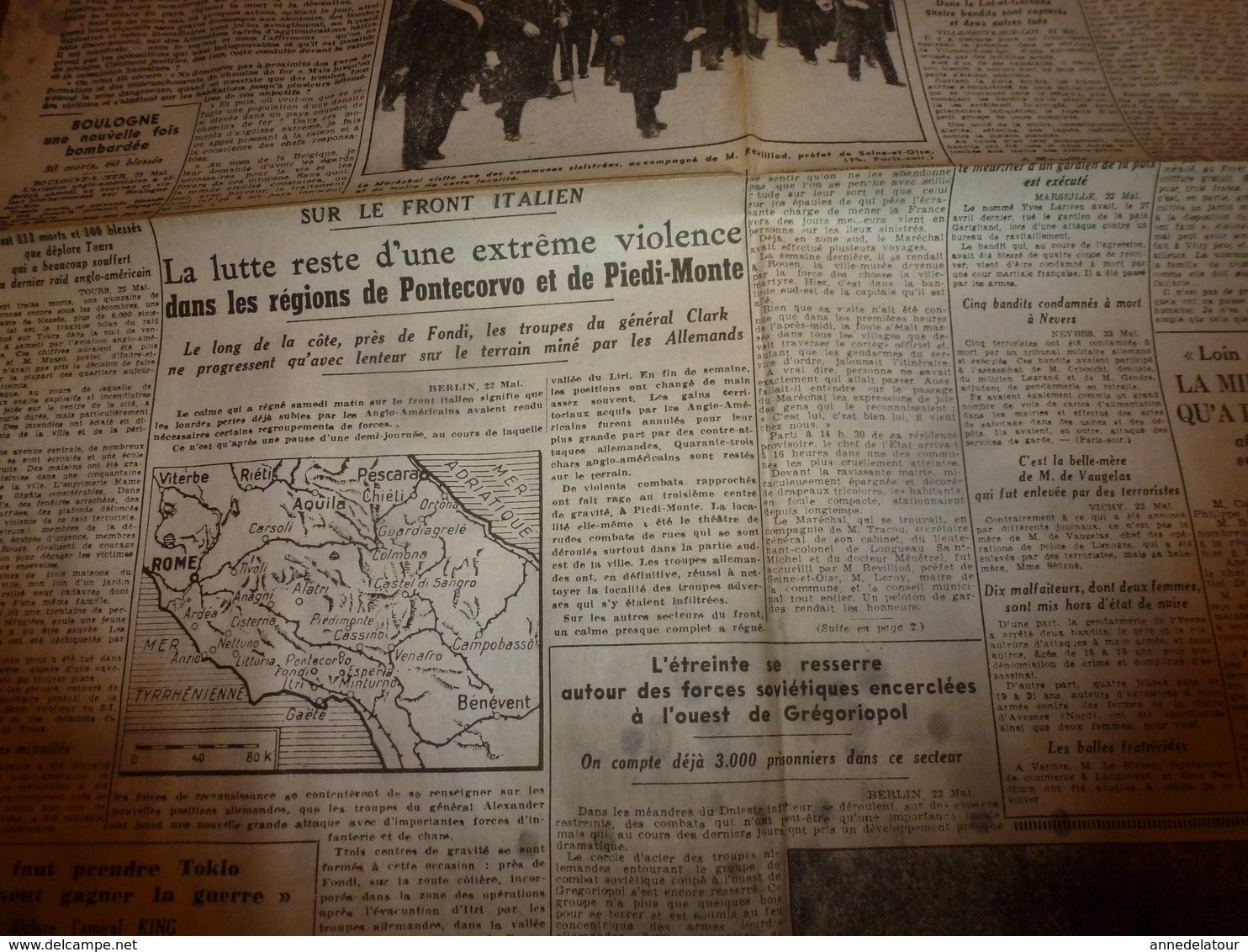 1944 :rare Journal Double "non Coupé" Après Impression-->  2 éditions PARIS-SOIR (23 Mai) Et JOURNAL De ROUBAIX (31 Mai) - Autres & Non Classés