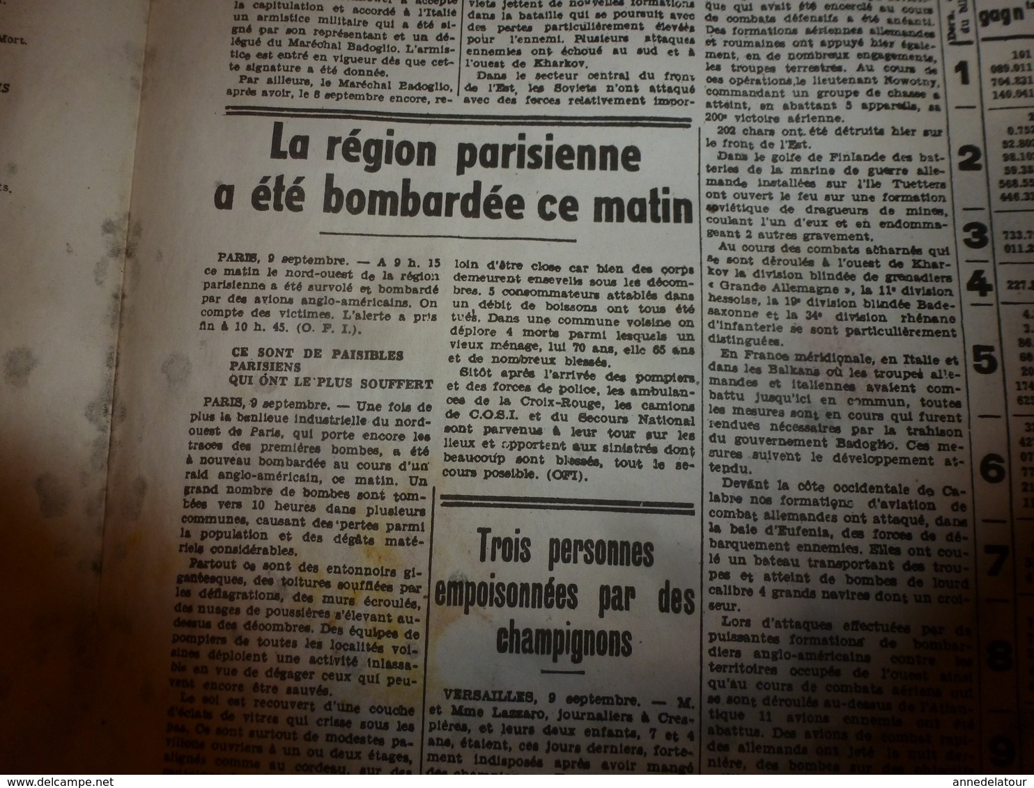 1943:rare journal double "non coupé" après impression--> LA FRANCE SOCIALISTE (14 sept) et  LA TRIBUNE de L'EST(10 sep)