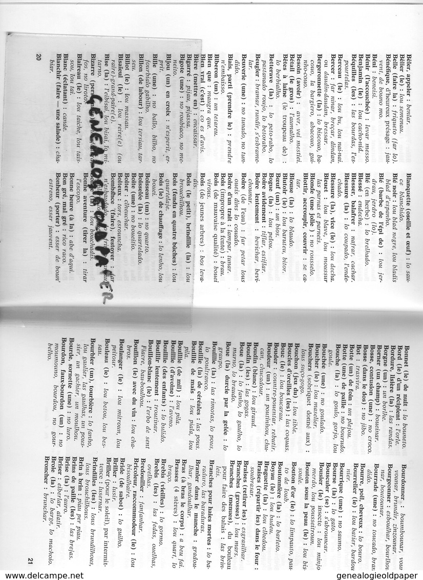 87-23-19- PARLER LIMOUSIN- PARLAR LIMOUSI-LEXIQUE FRANCAIS-LIMOUSIN-BULLETIN SOCIETE ETHNOGRAPHIQUE MAURICE ROBERT-1976 - Histoire