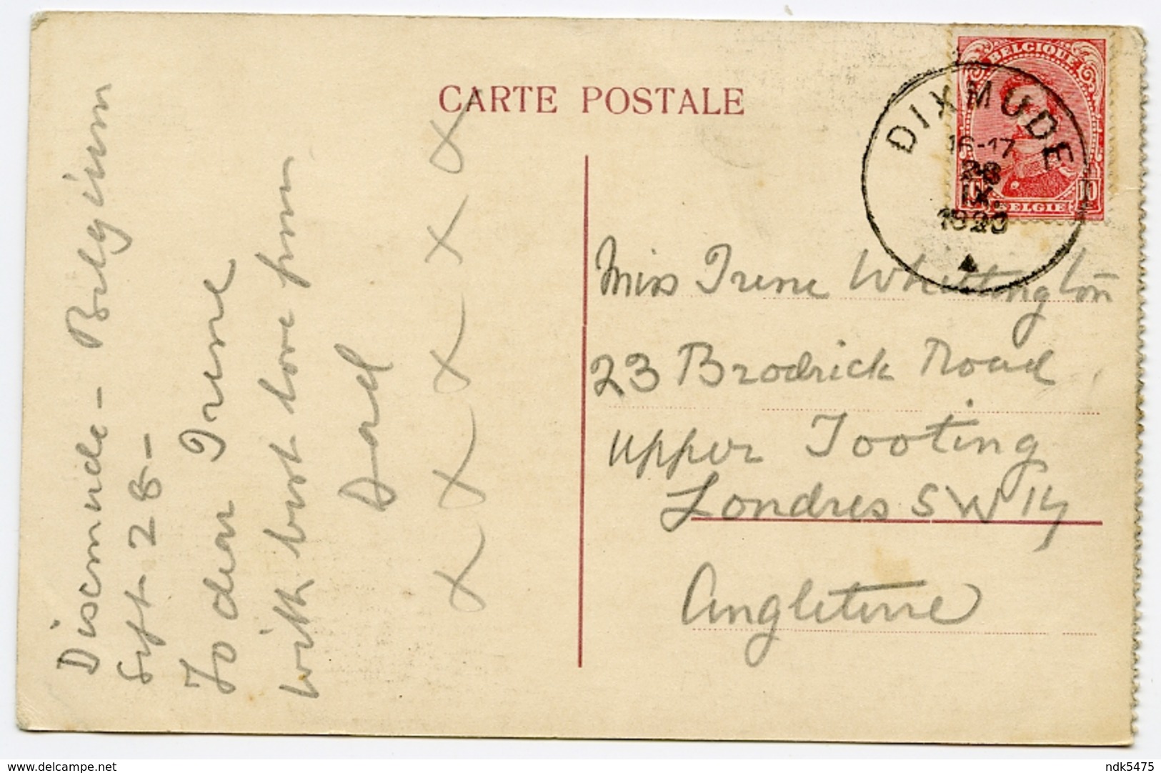 BELGIQUE : LAITIERE FLAMANDE / POSTMARK - DIXMUDE / ADDRESS - UPPER TOOTING, LONDON - Autres & Non Classés