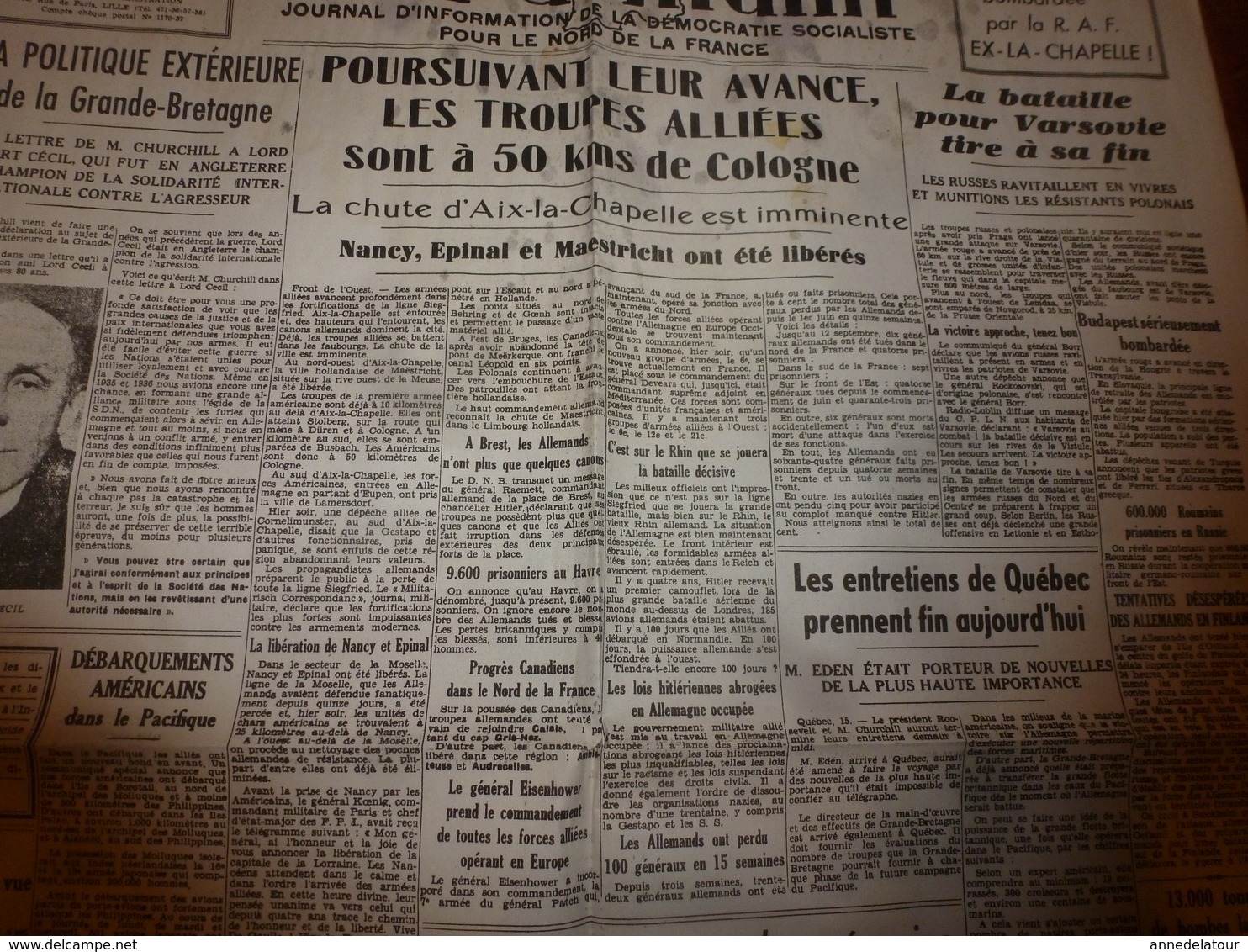 16 sept 1944:rare journal double "non coupé" après impression--> LE LIBRE POITOU et NORD-MATIN
