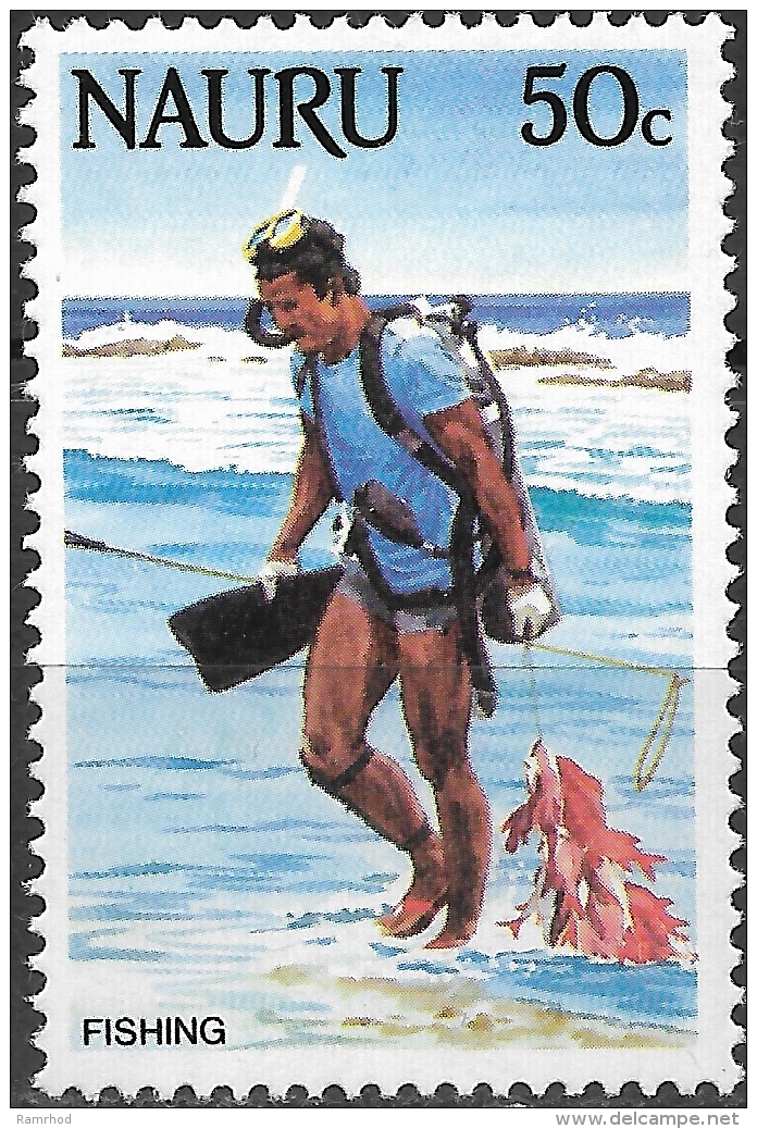 NAURU 1984 Life In Nauru - 50c - Skin-diver With Fish MH - Nauru