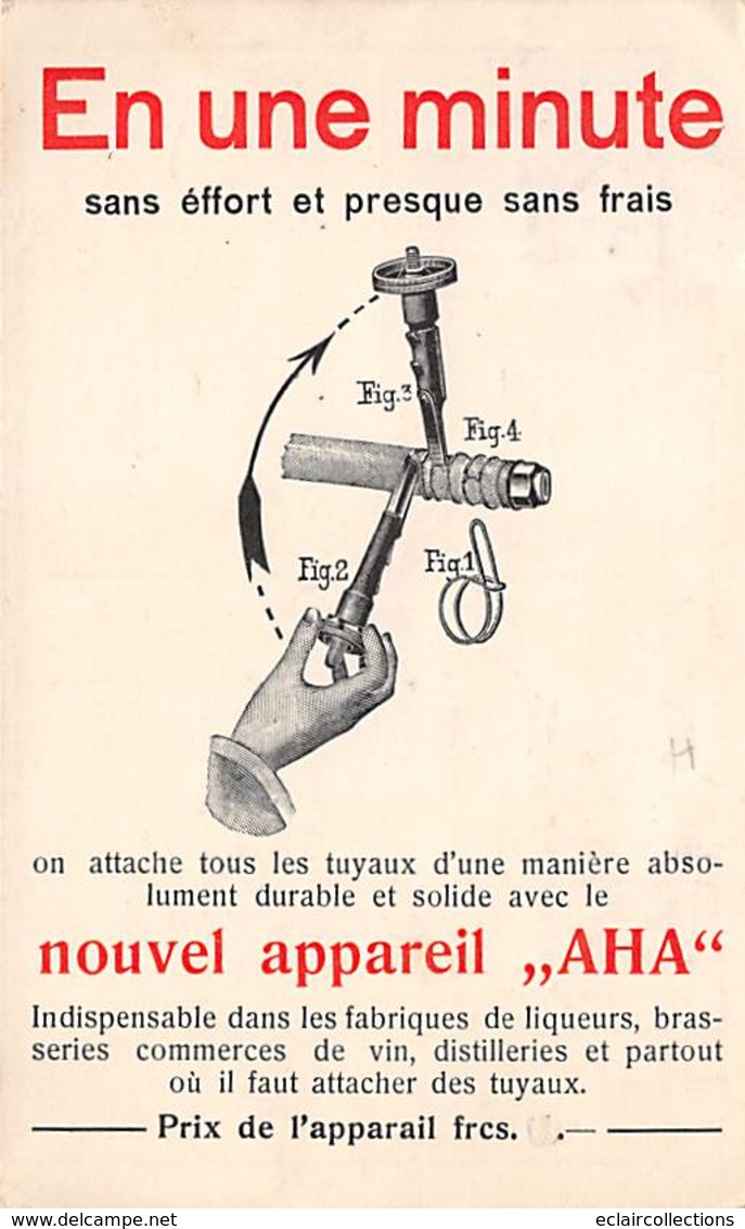 Thème Publicité:  Industries Diverses. Attache Tuyaux AHA      (voir Scan) - Other & Unclassified