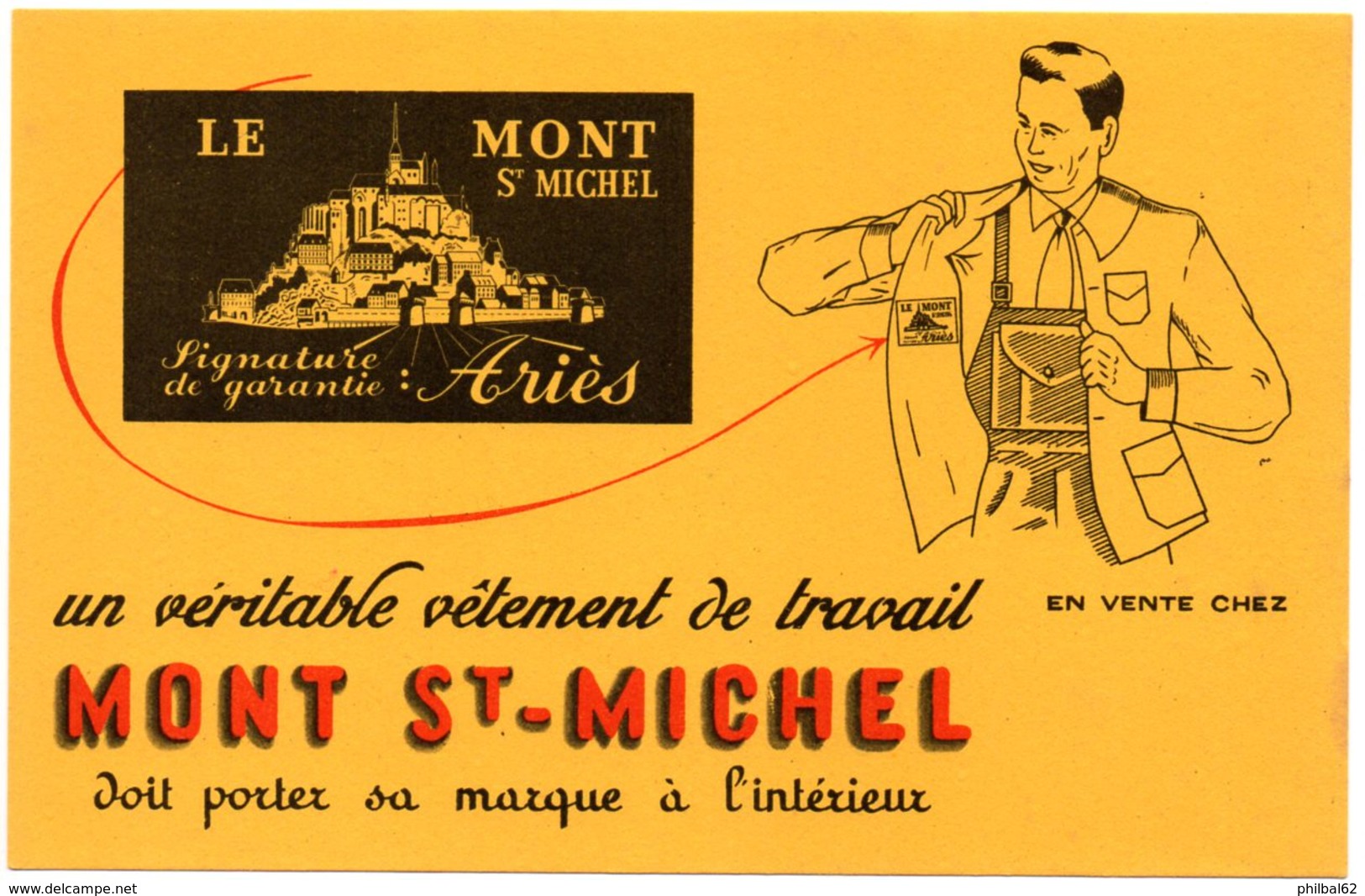 Buvard Mont St-Michel, Véritable Vêtement De Travail. - Textile & Vestimentaire