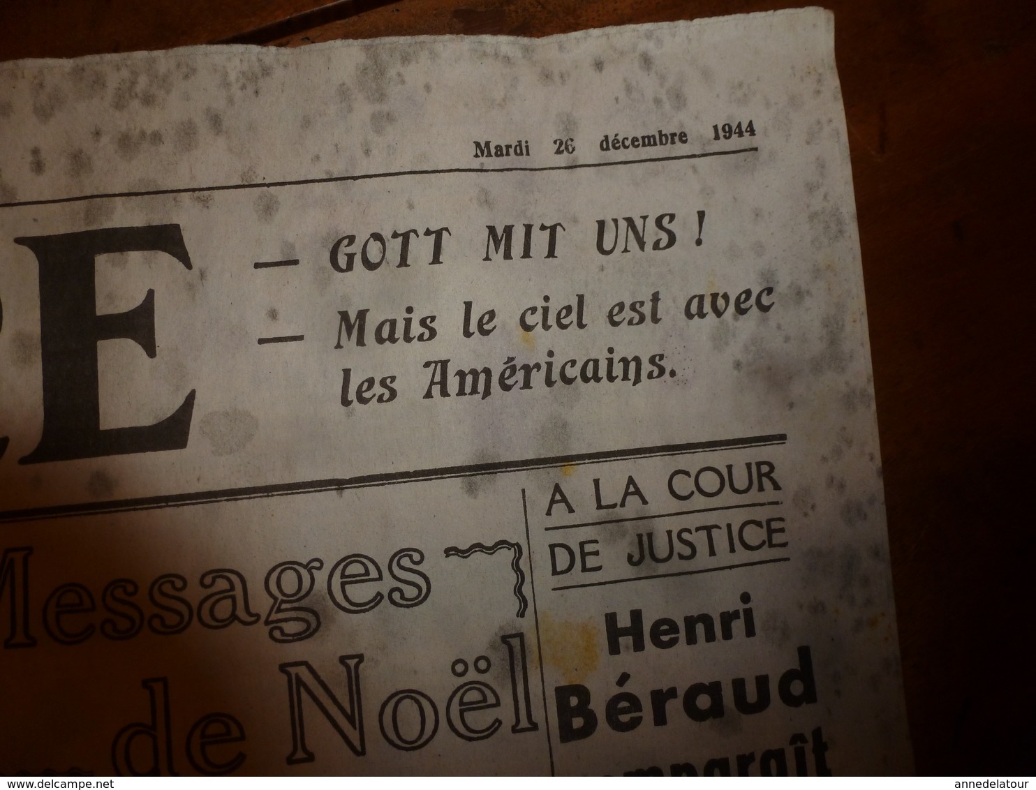 1944:journal Double "non Coupé" Après Impression--> L'AURORE (26 Dec.) Et FRANCE-LIBRE (23 Nov.) - Autres & Non Classés