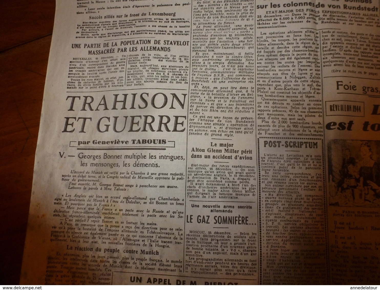 1944:journal Double "non Coupé" Après Impression--> L'AURORE (26 Dec.) Et FRANCE-LIBRE (23 Nov.) - Autres & Non Classés