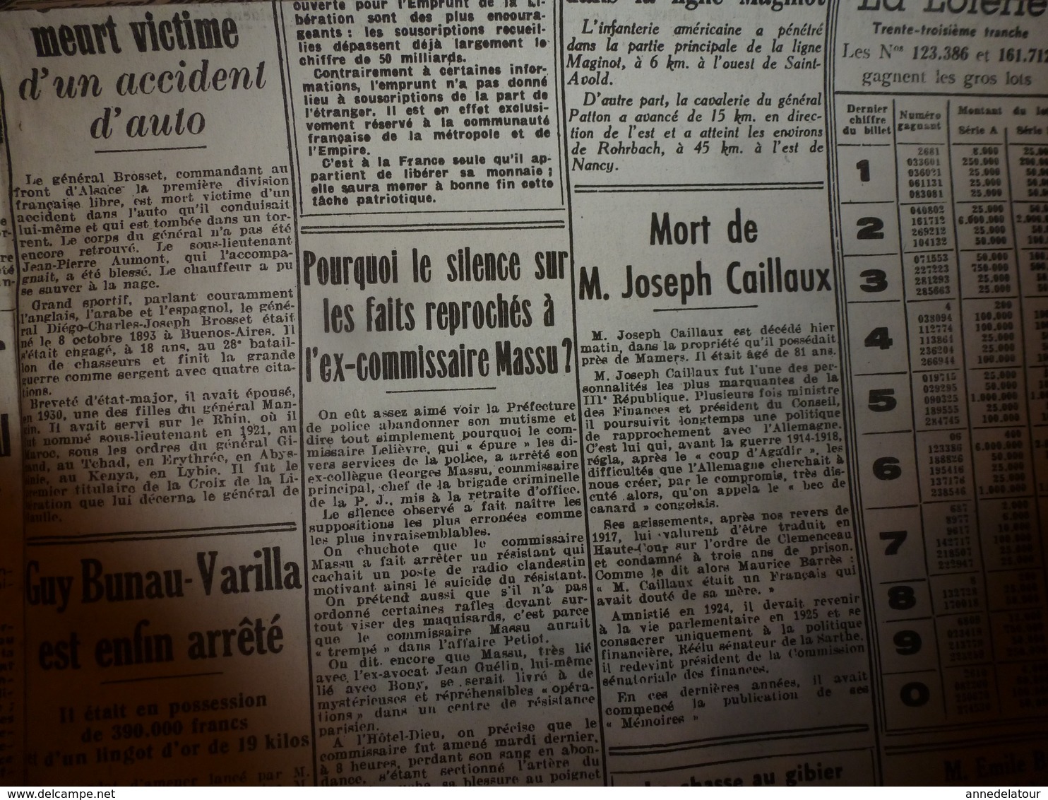 1944:journal double "non coupé" après impression--> L'AURORE (26 dec.) et FRANCE-LIBRE (23 nov.)