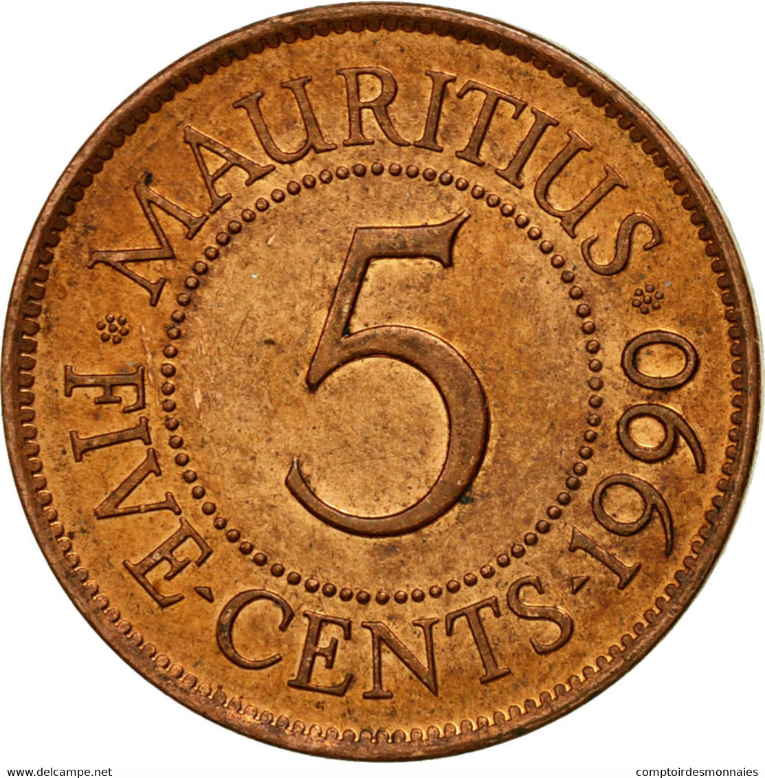 Monnaie, Mauritius, 5 Cents, 1990, TTB, Copper Plated Steel, KM:52 - Mauritius