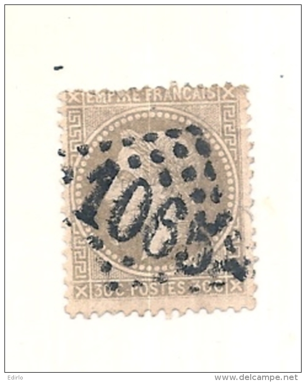 FRANCE Napoléon Lauré - 30 Cts Brun Très Clair( " Mordoré " Tirant Sur Gris - Moins Marqué Gris Que Scan) 1056 COGNAC - 1863-1870 Napoléon III Lauré