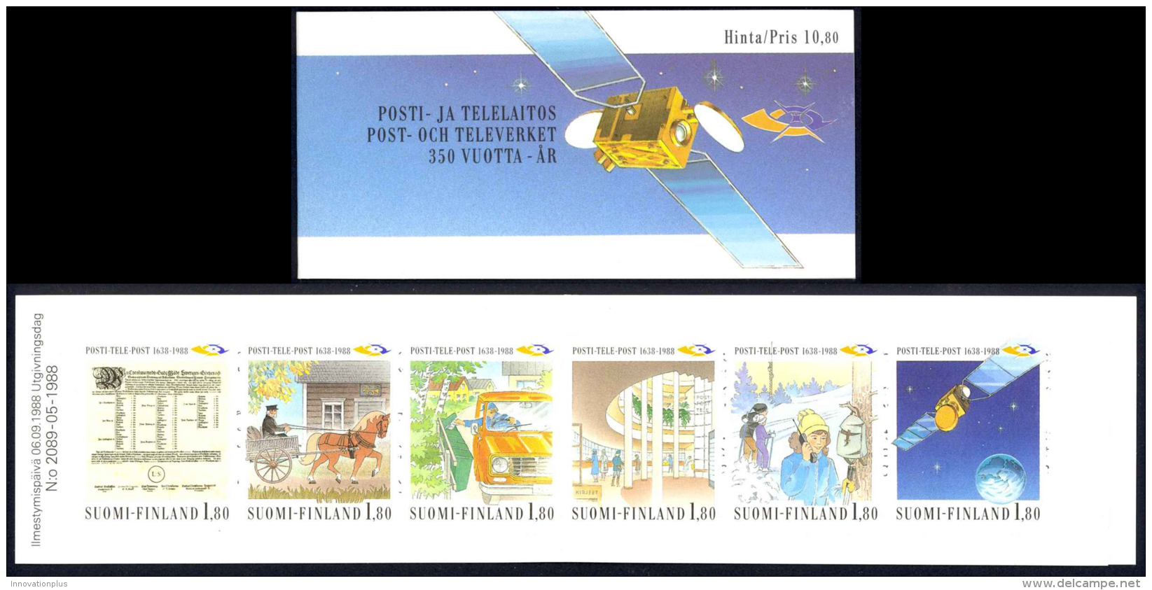 Finland Sc# 781a MNH Complete Booklet 1988 Postal Service 300th - Neufs