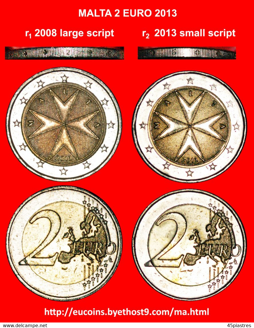 * NETHERLANDS: MALTA  2 EURO 2013  BOTH TYPES!  LOW START  NO RESERVE! - Errors And Oddities