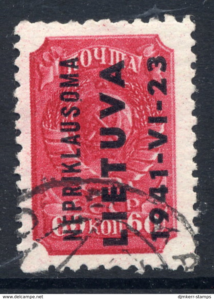 LITHUANIA 1941 Overprint On 60 K.,used.  Michel 8 - Occupation 1938-45