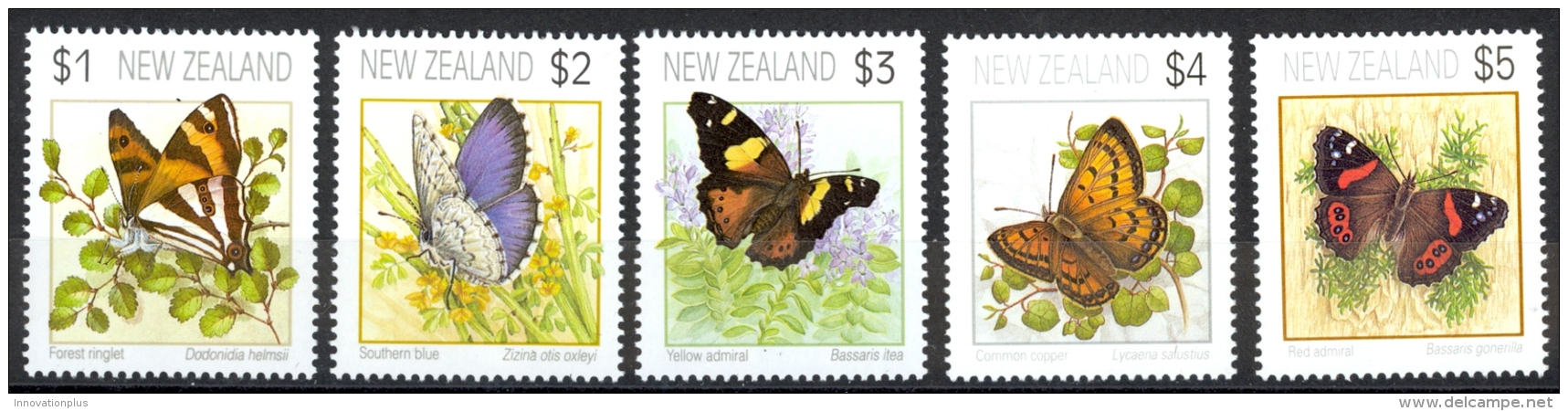 New Zealand Sc# 1075-1079 MNH 1991 Butterflies - Unused Stamps