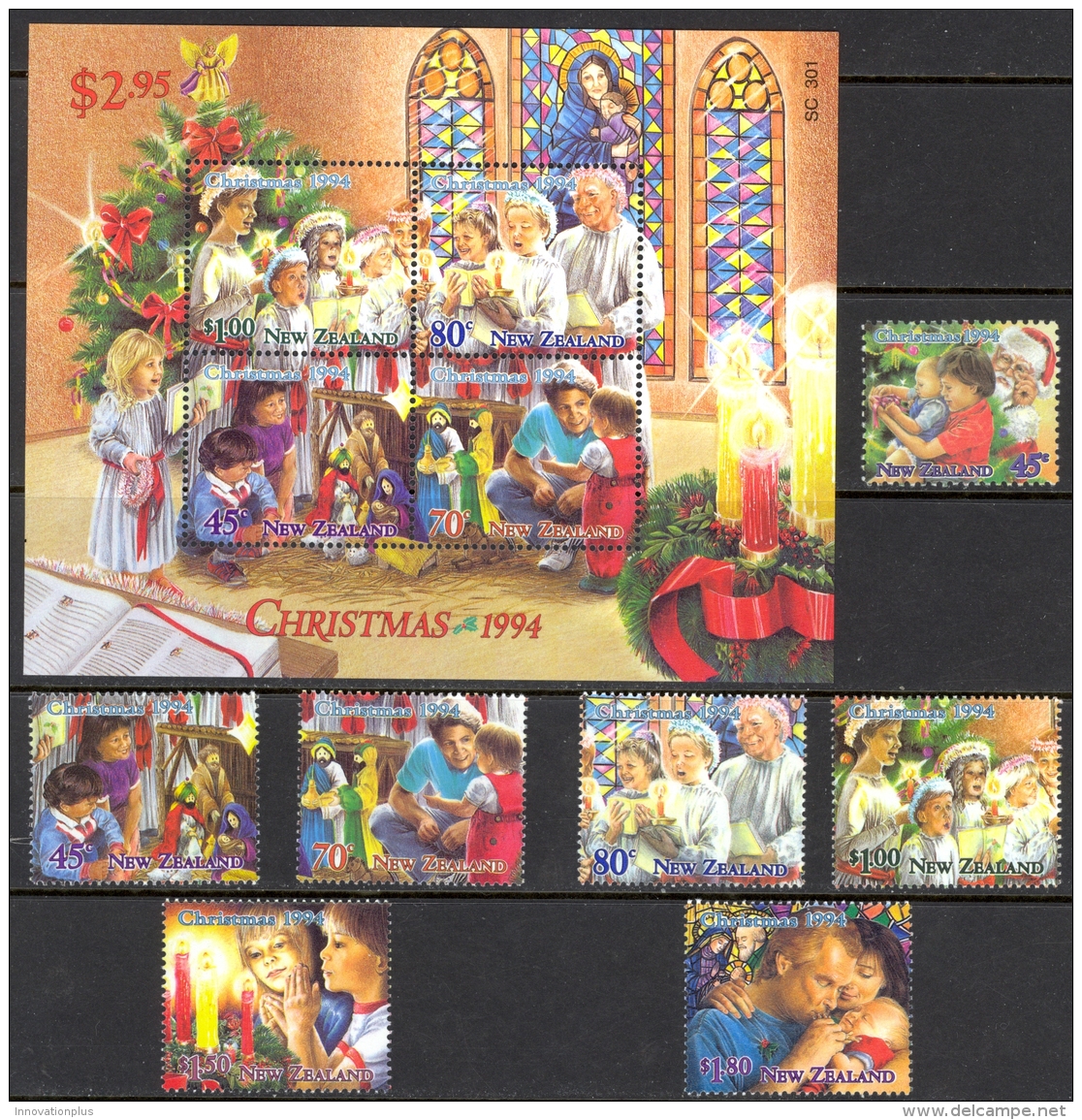 New Zealand Sc# 1237-1243 Incl 1240a MNH 1994 Christmas - Unused Stamps