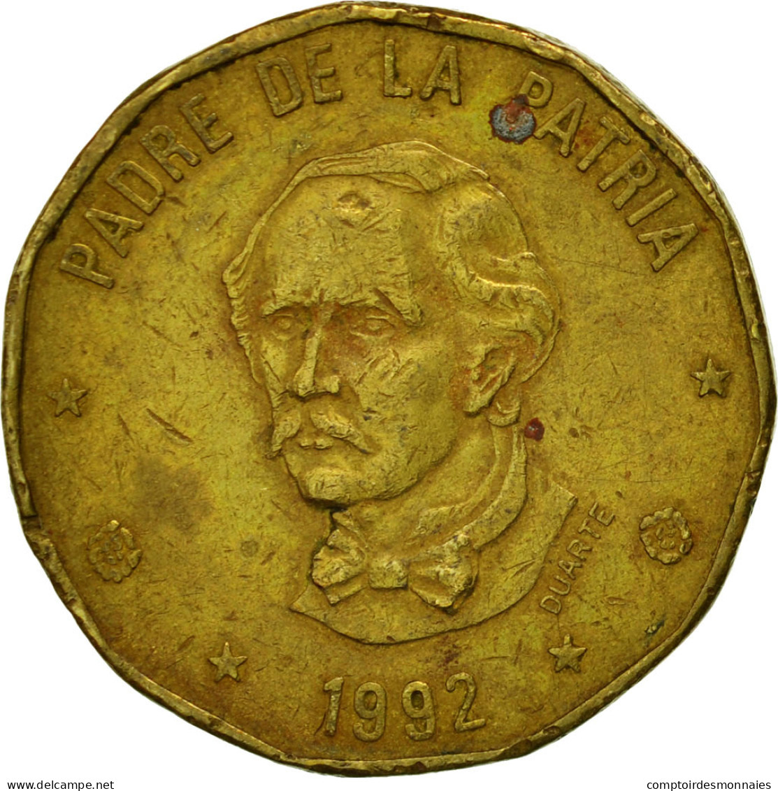 Monnaie, Dominican Republic, Peso, 1992, TB, Laiton, KM:80.1 - Dominikanische Rep.