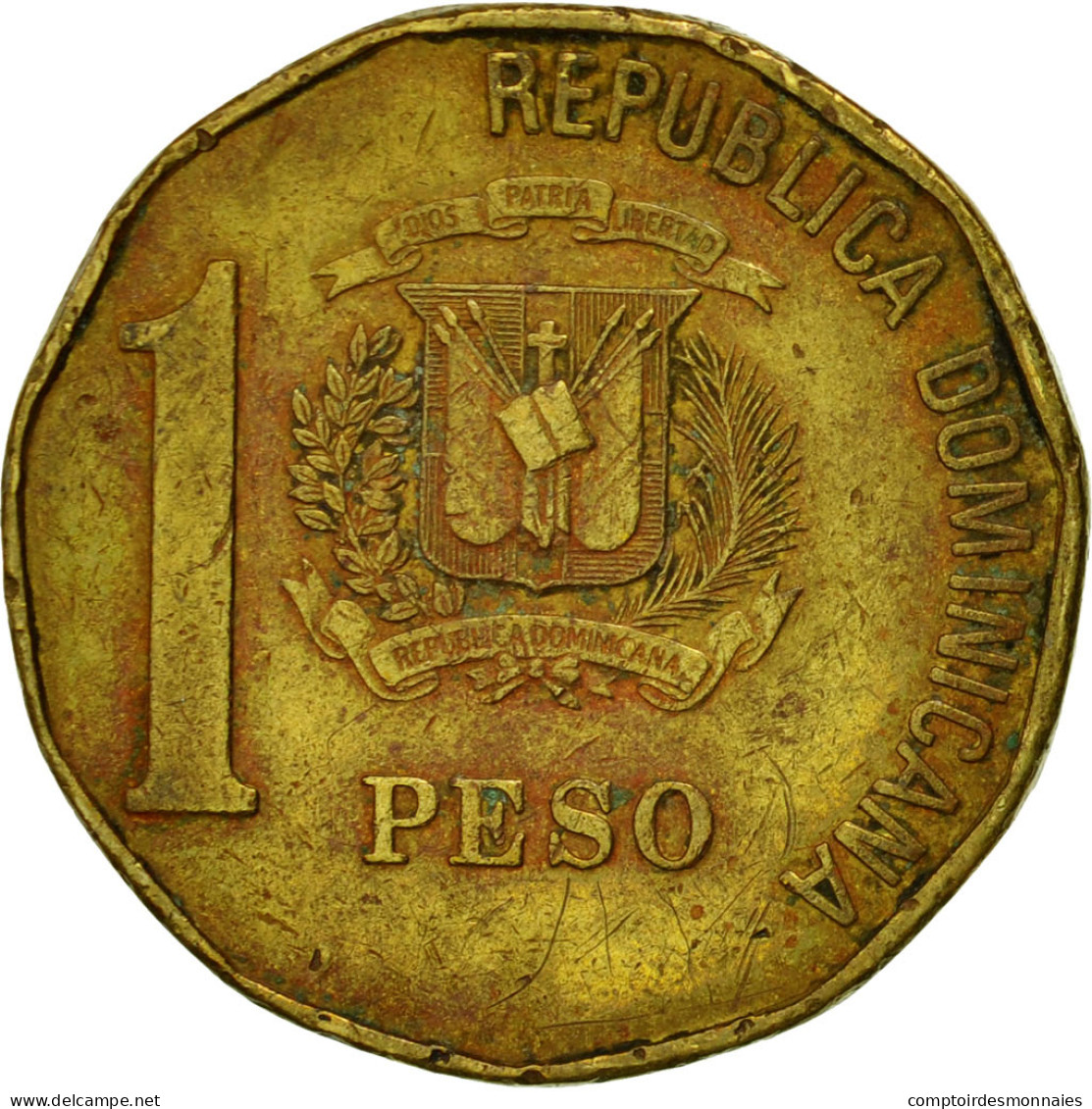 Monnaie, Dominican Republic, Peso, 1992, TB, Laiton, KM:80.1 - Dominikanische Rep.