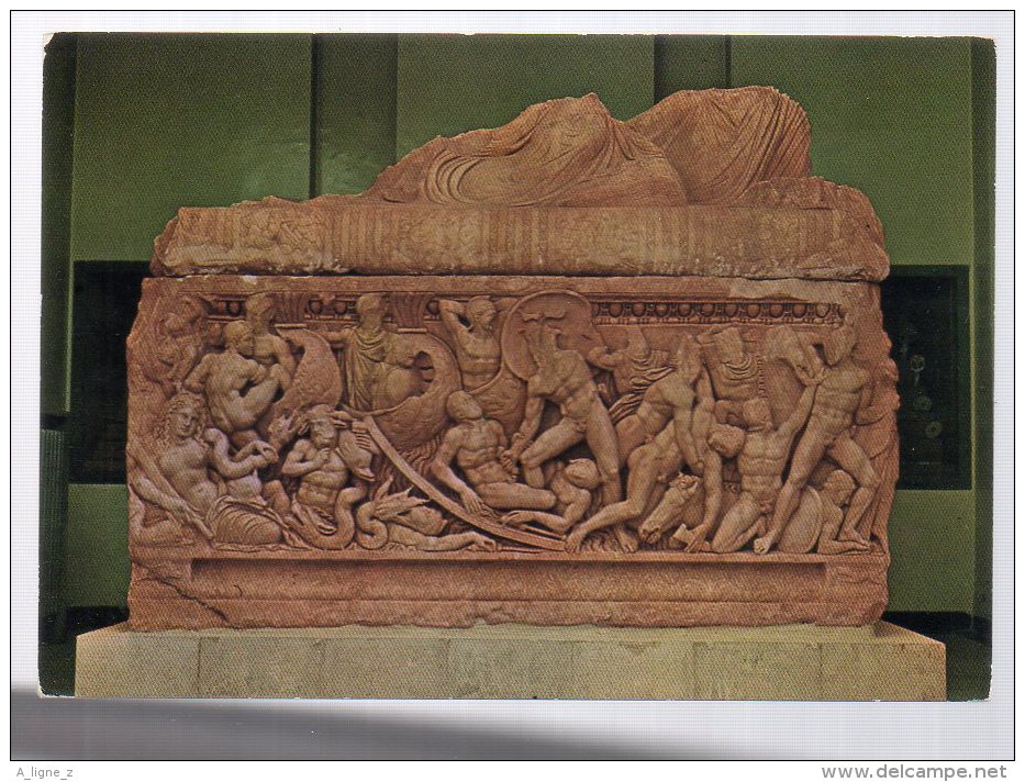 REF 344  : CPSM SYRIE Musée De Damas Le Sarcophage Guerre De Troie - Syrie