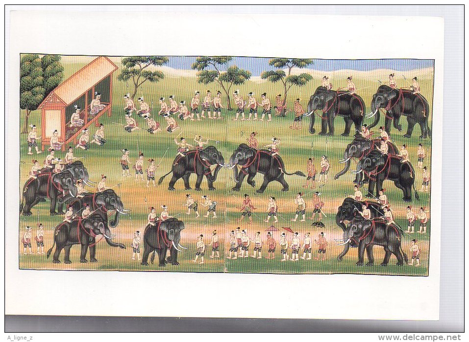 REF 343 :  CPM Birmanie Elephant Combat D'éléphant Musée Guimet Paris 1987 - Myanmar (Burma)