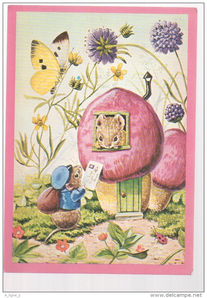 REF 345 :  CPM Souris Papillon Une Lettre Pour Madame Mouse Racey Helps - Andere & Zonder Classificatie