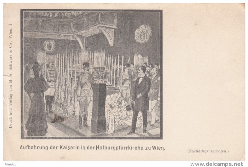 Austro-Hungarian Empress Elizabeth Funeral 1898 Stabbed By Anarchist Assassin, C1890s Vintage Postcard - Familias Reales