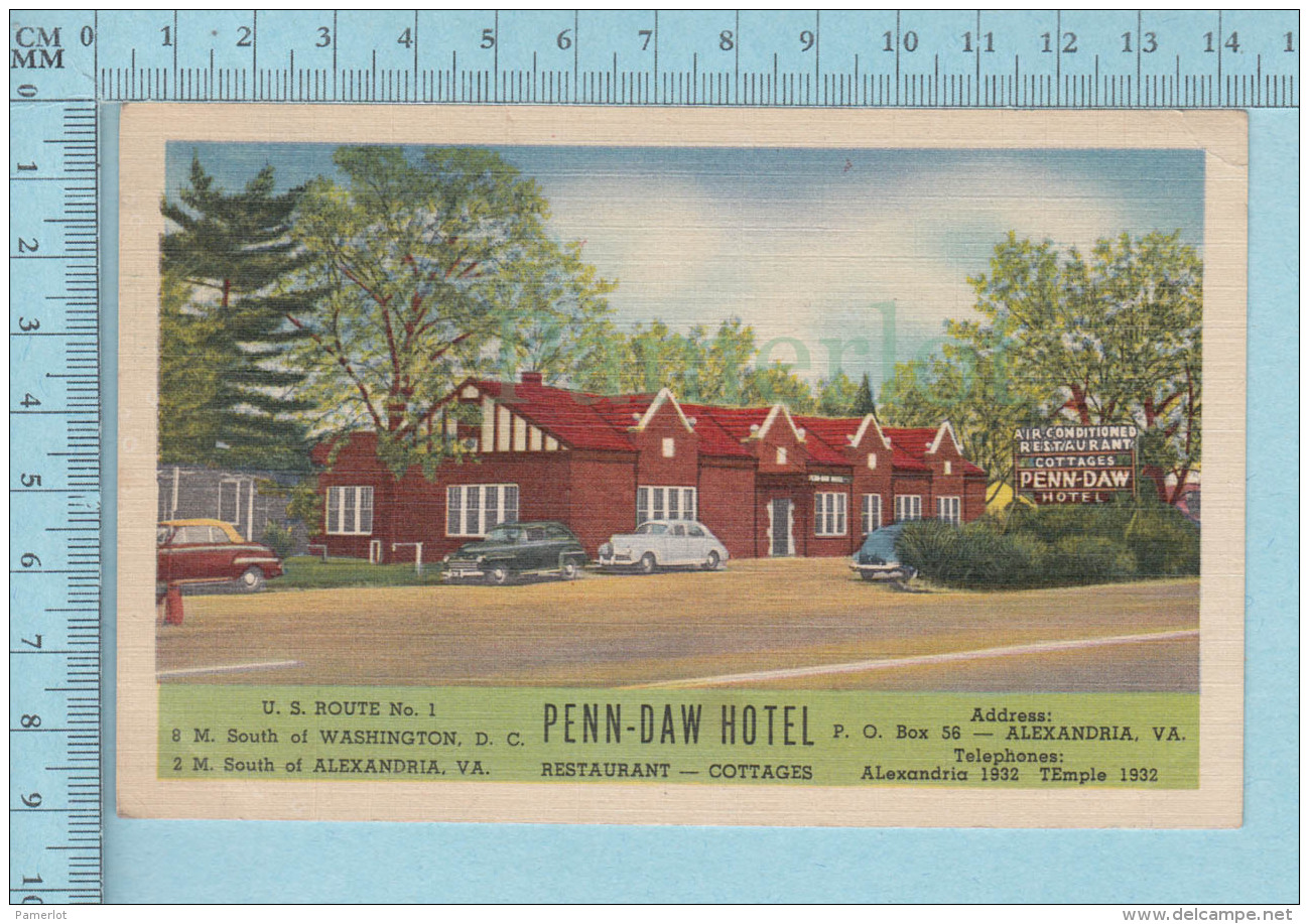 Alexandria Virginia USA - Used In Penn-Daw Hotel , Cover Alexandria , VA- Postcard Carte Postale - Alexandria