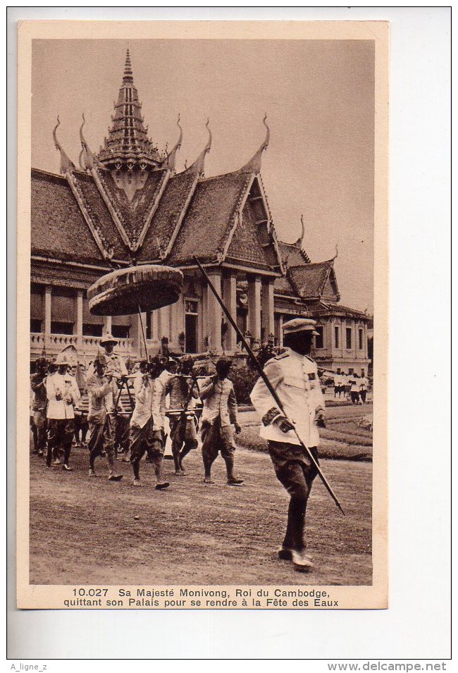 REF 308  :  CPA Sa Majesté Monivong Roi Du Cambodge Quittant Son Palais - Cambodge