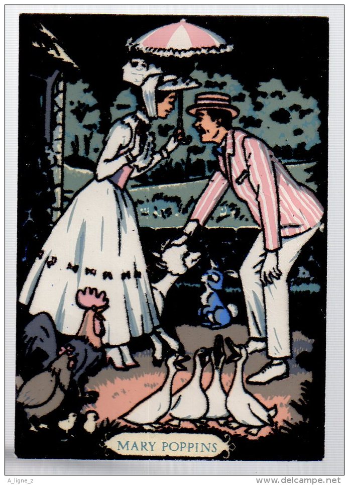 REF 335  :  CPSM Carte En Velour Disney Mary Poppins - Autres & Non Classés