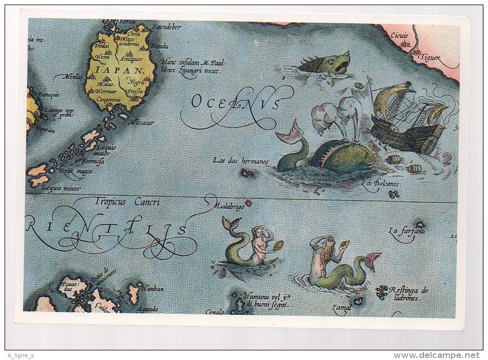 REF 332  :  CPM Carte Géographique Japan Sirène Et Baleines - Maps