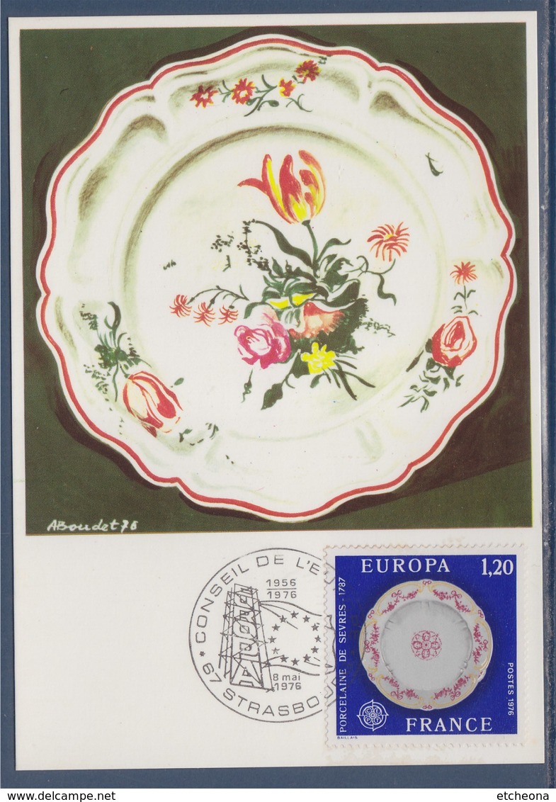 = Carte Europa 1er Jour N°1878 Porcelaine De Sèvres, Assiette, Strasbourg 8 Mai 1976 - 1976