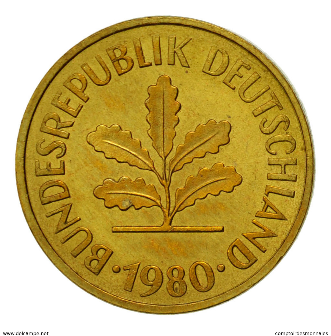 Monnaie, République Fédérale Allemande, 5 Pfennig, 1980, Hambourg, SUP, Brass - 5 Pfennig
