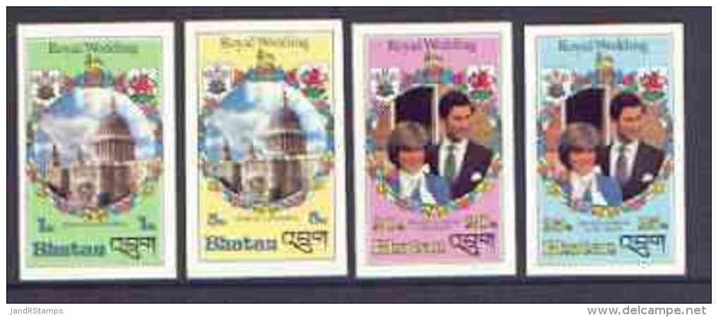 35065 Bhutan 1981 Royal Wedding Imperf Set Of 4 U/m )royalty Charles Diana) U/m - Bhutan