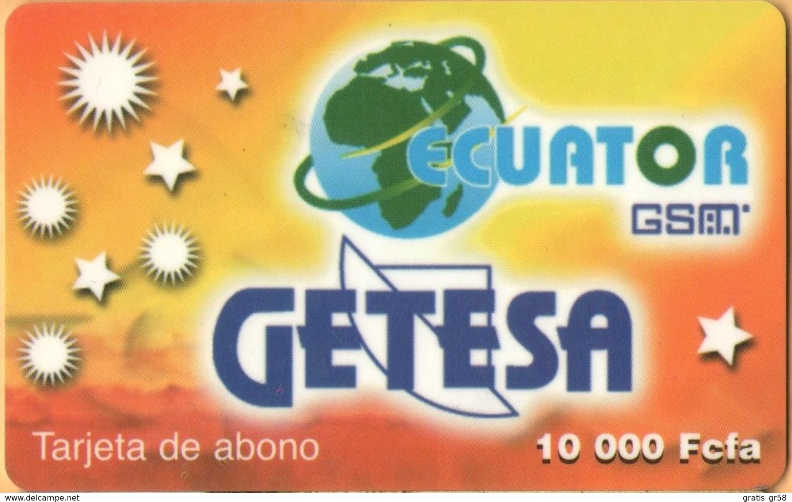 Equatorial Guinea - GQ-GET-REF-0004, GSM, Mobile Refill, Yellow – Getesa, Used - Guinée-Equatoriale