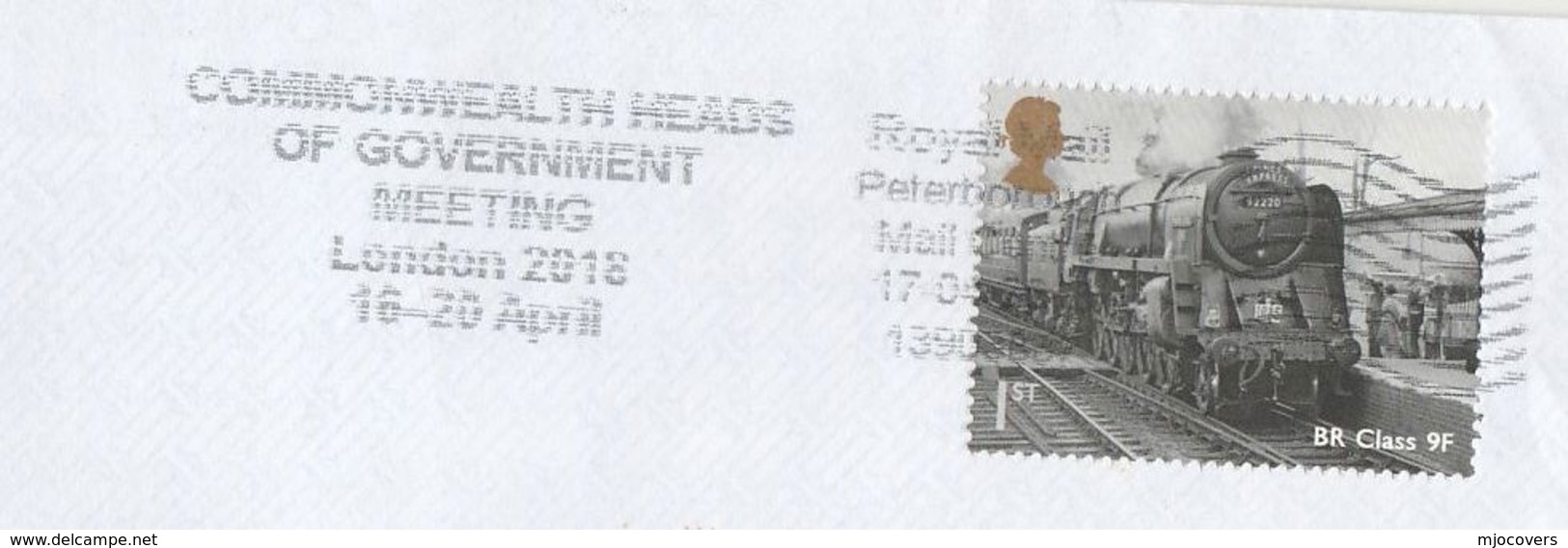 COVER Slogan 'COMMONWEALTH HEADS Of GOVERNMENT MEETING London 2018'   Peterborough Steam Train Stamps Railway - Covers & Documents