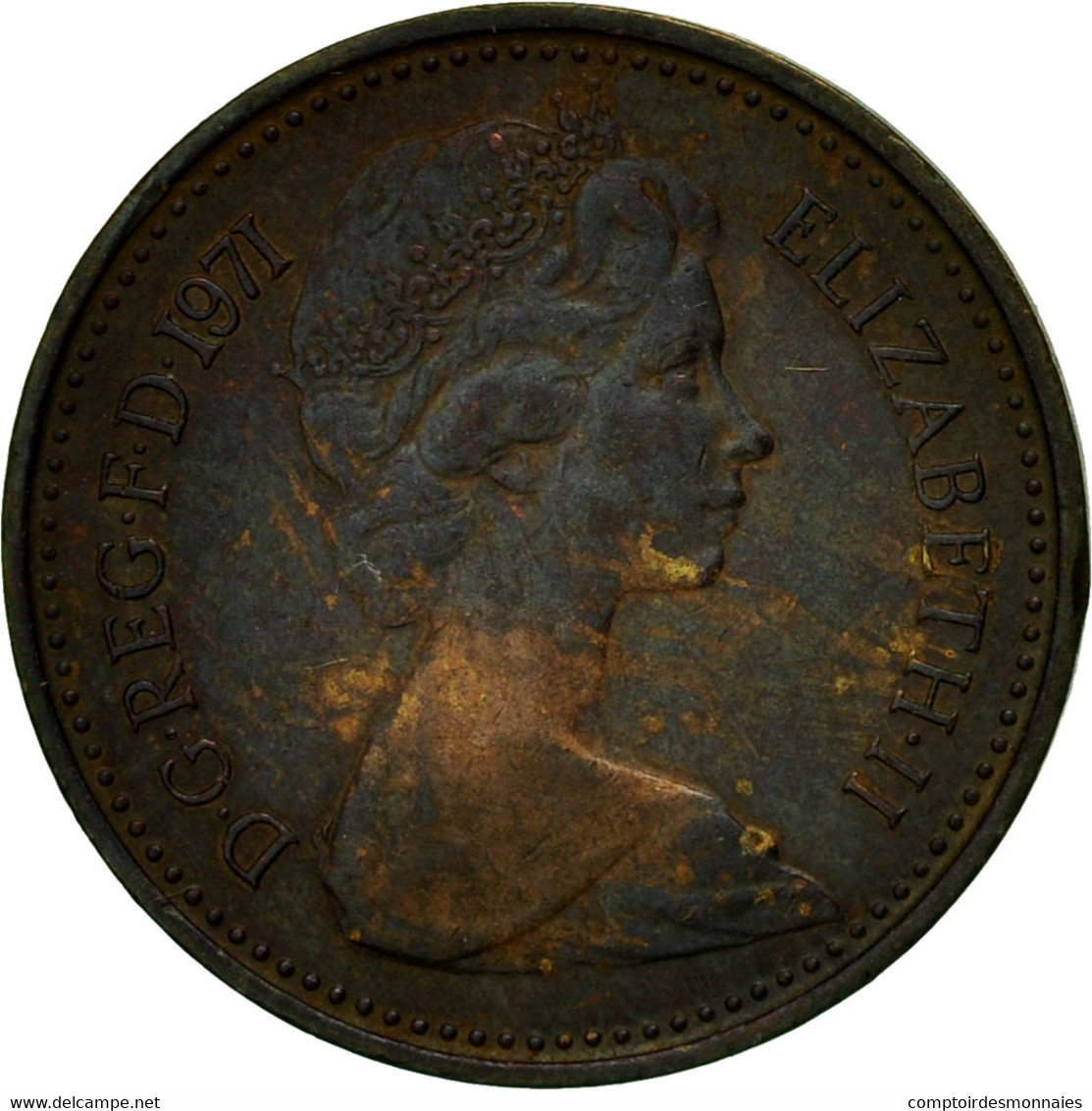 Monnaie, Grande-Bretagne, Elizabeth II, 1/2 New Penny, 1971, TB, Bronze, KM:914 - 1/2 Penny & 1/2 New Penny