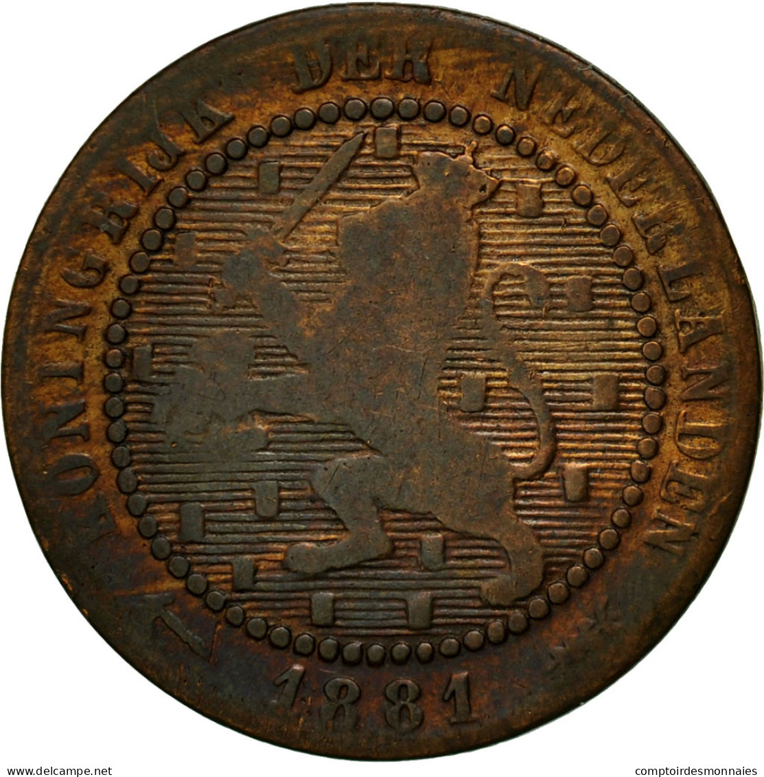 Monnaie, Pays-Bas, William III, Cent, 1881, TB, Bronze, KM:107.1 - 1849-1890 : Willem III