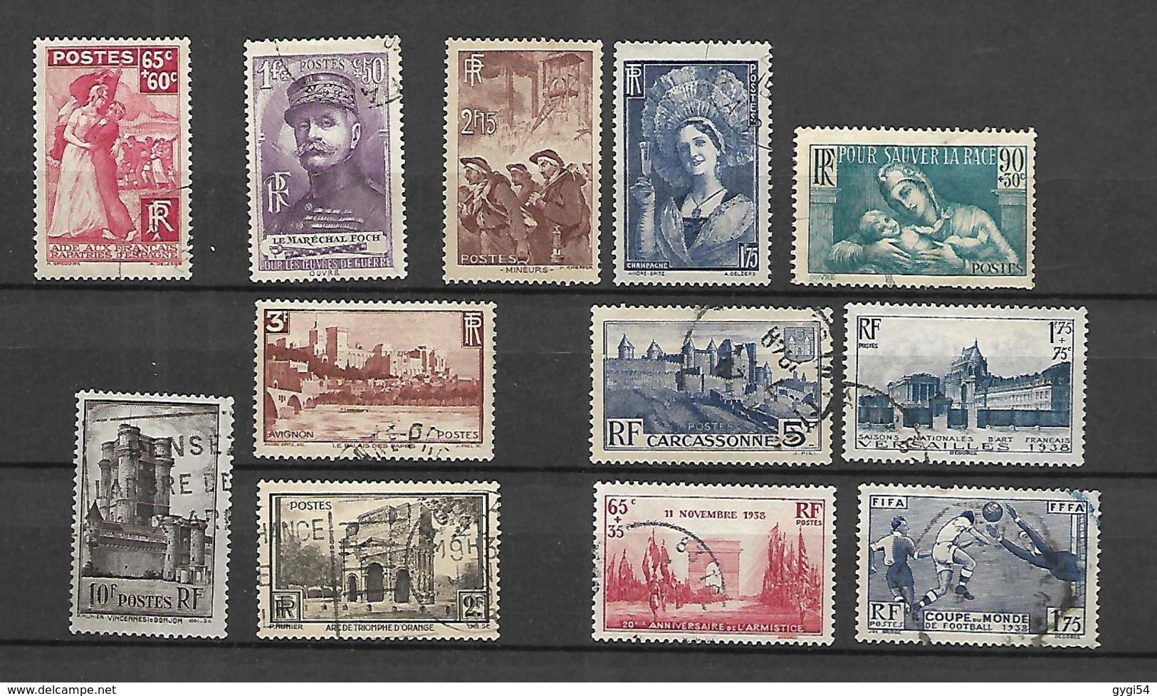 France  1924 - 1940     cat YT  n°  LOT de timbres oblitérés Quelques neufs  7 scans