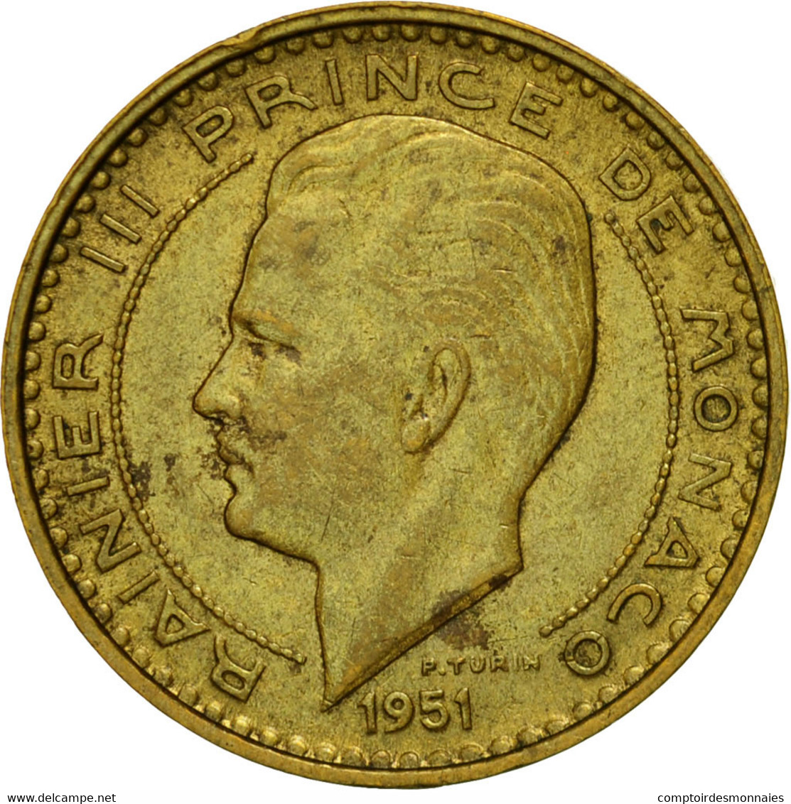 Monnaie, Monaco, Rainier III, 10 Francs, 1951, TTB, Aluminum-Bronze, KM:130 - 1949-1956 Franchi Antichi