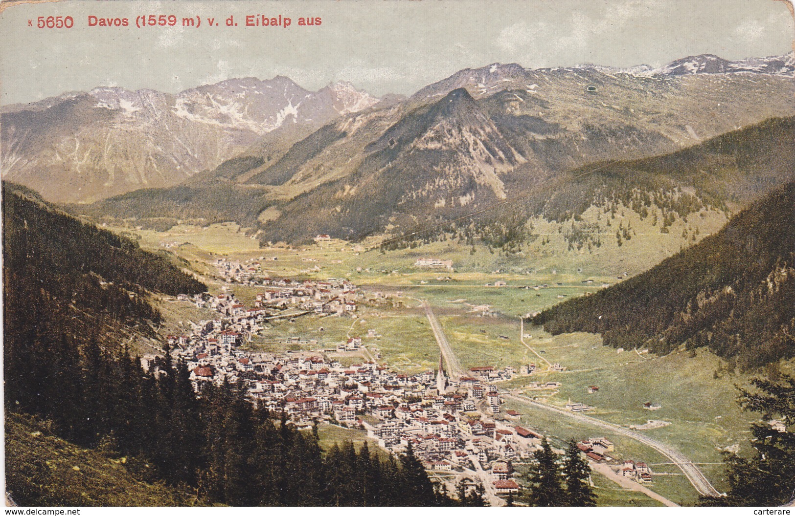 SUISSE,SWITZERLAND,SCHWEIZ,SVIZZERA,HELVETIA,SWISS ,GRISONS,DAVOS,CARTE ANCIENNE AERIENNE - Davos