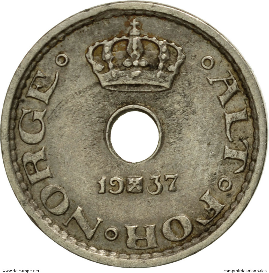 Monnaie, Norvège, Haakon VII, 10 Öre, 1937, TTB, Copper-nickel, KM:383 - Norvège