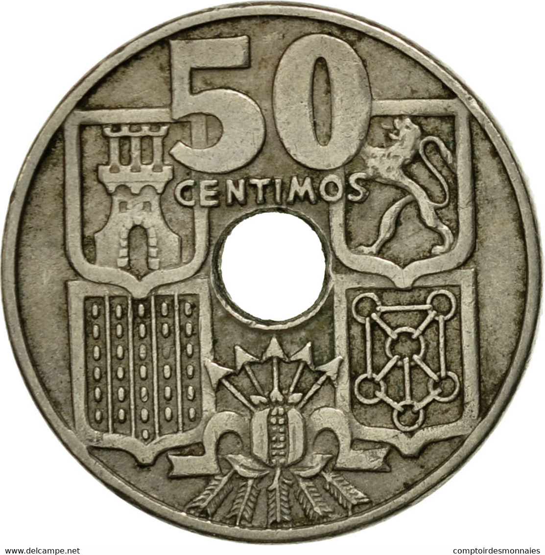 Monnaie, Espagne, Francisco Franco, Caudillo, 50 Centimos, 1956, TTB - 50 Céntimos