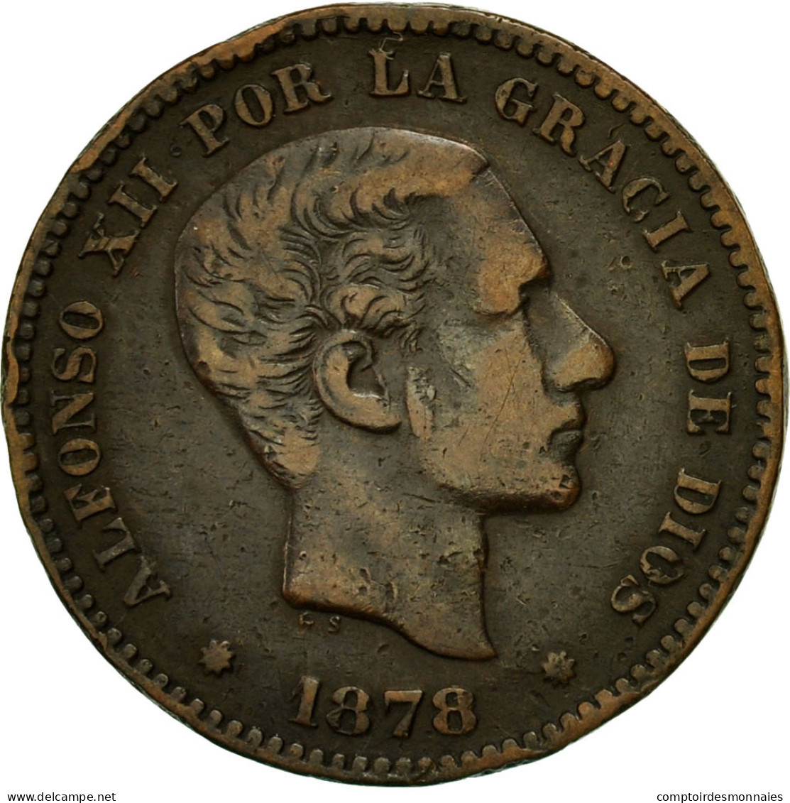 Monnaie, Espagne, Alfonso XII, 5 Centimos, 1878, TTB, Bronze, KM:674 - Monnaies Provinciales