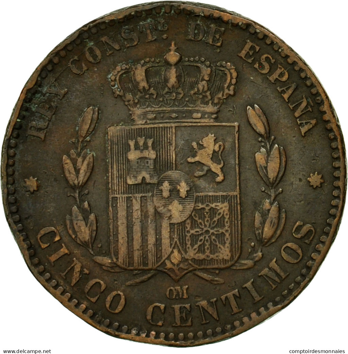 Monnaie, Espagne, Alfonso XII, 5 Centimos, 1878, TTB, Bronze, KM:674 - Monnaies Provinciales