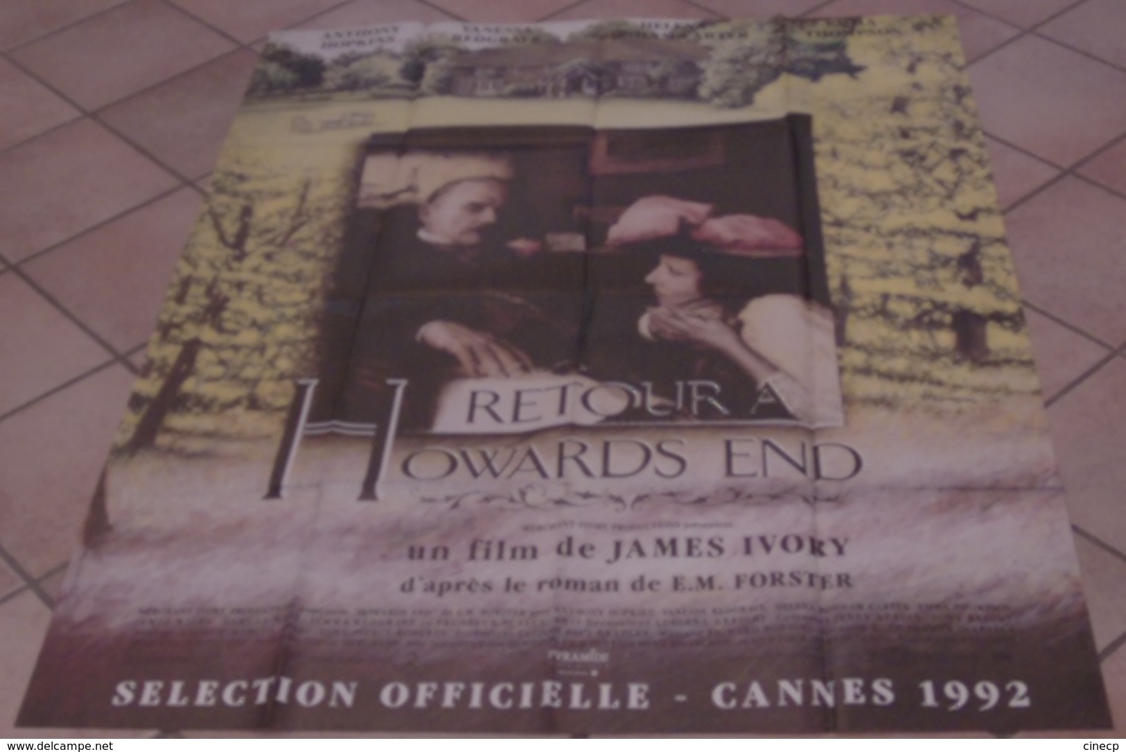 AFFICHE CINEMA ORIGINALE FILM RETOUR A HOWARDS END IVORY HOPKINS REDGRAVE THOMPSON 1992 TBE TB DESSIN THURMAN - Posters