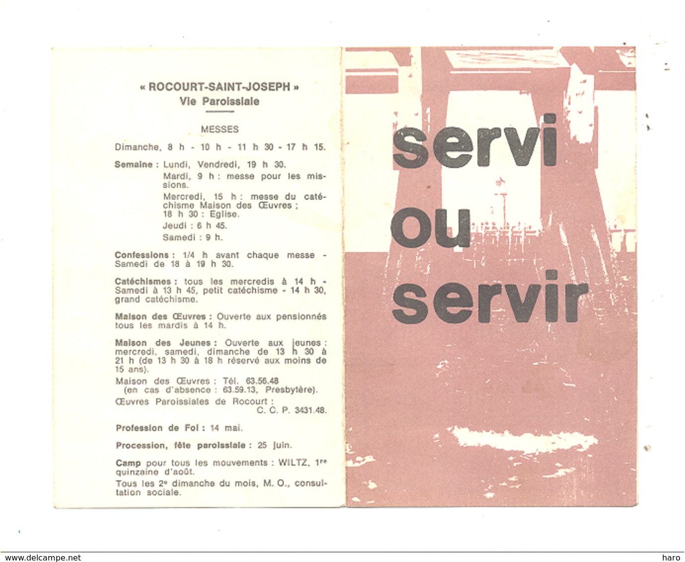 Calendrier De Poche 1967 - Paroisse St.-Nicolas De ROCOURT  - Activités , Vie Paroissiale (b233) - Petit Format : 1961-70