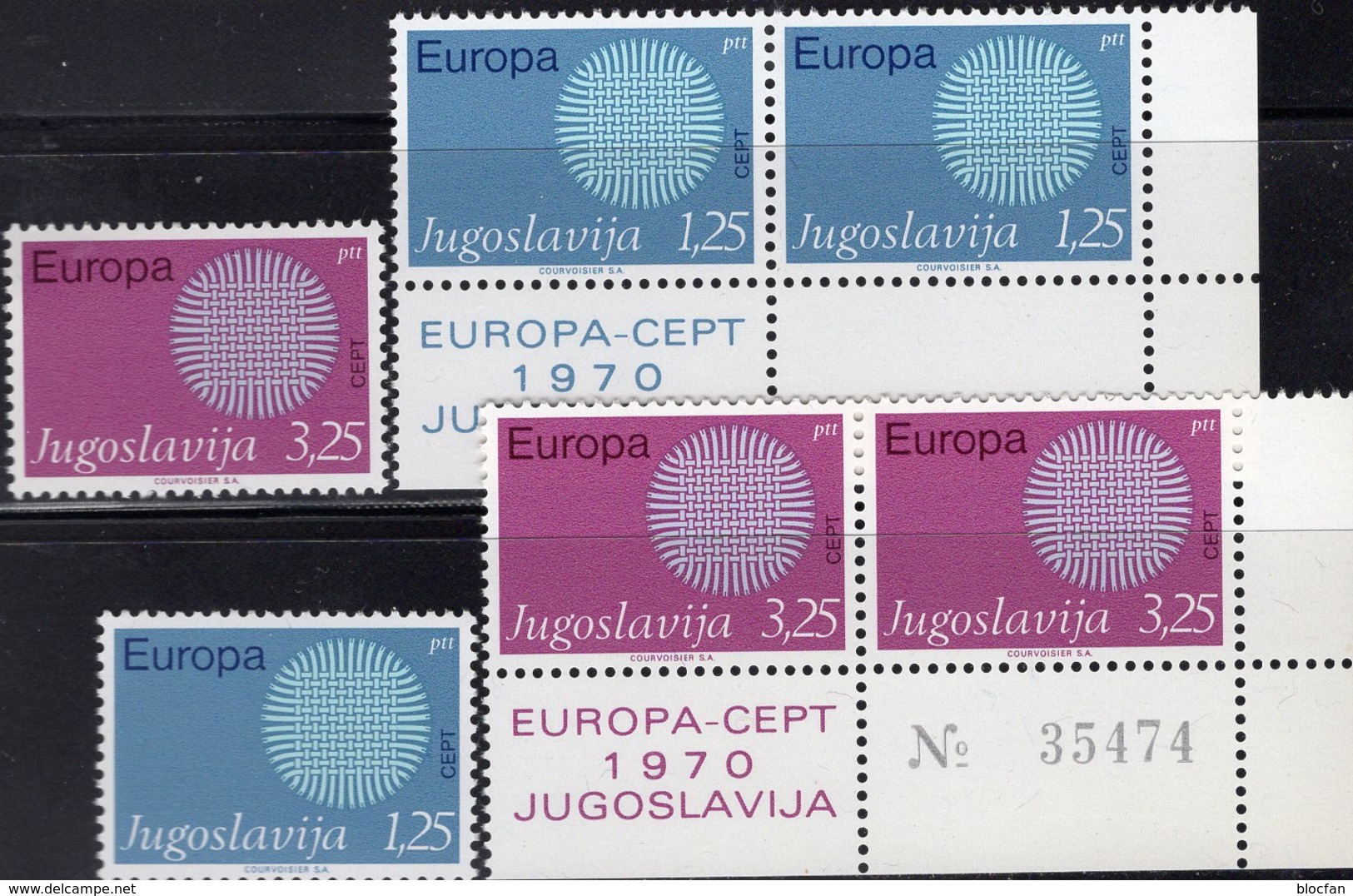 EUROPA 1970 Yugoslavia 1379/0+ER-Paar ** 4€ Sonne Flecht-Motiv Symbol Kooperation CEPT Ss Se-tenants Bf JUGOSLAVIJA - 1970