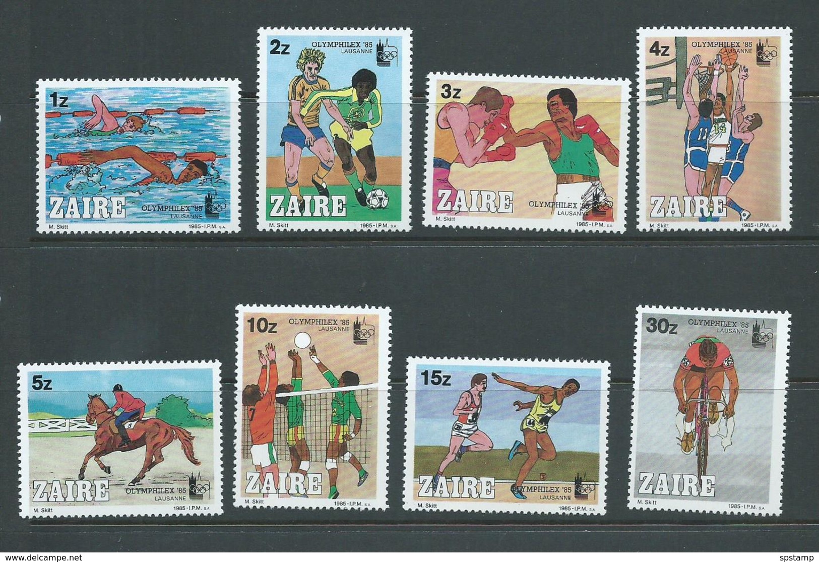 Zaire 1985 Lausanne Olymphilex Set Of 8 MNH - Africa (Other)